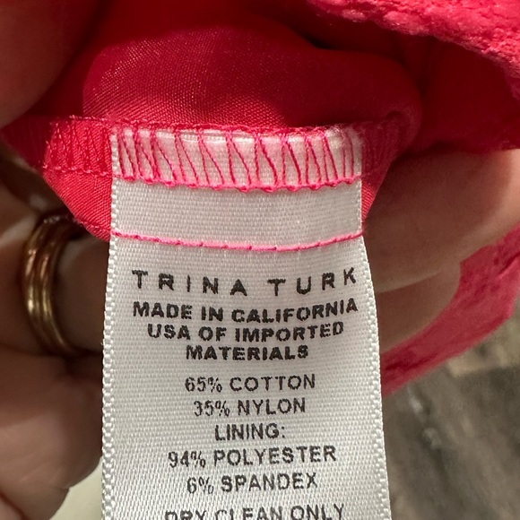 Trina Turk Pink Coral Lace Sheath Dress XS Flutter Sleeve Party Open Back - Picture 5 of 5